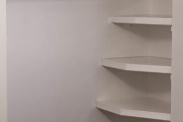 custom shelving built in ADU for rental property in bedroom of newly remodeled building by Green Gorge Construction