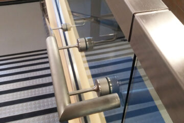 elegant handrailing solution for stairway during remodel for commercial building in The Dalles oregon by GGC